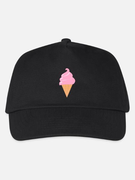 Softeis Eis - Rosa Sommer Eis - Kinder Basecap - Schwarz