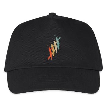 Retro Vintage Style Golf Golfer Golfspieler - Kinder Basecap - Schwarz - Vorne