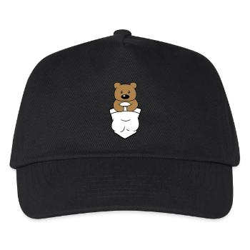 teddy grizzly baer baerchen suess baby kind kusche - Kinder Basecap - Schwarz - Vorne