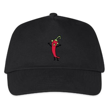 Chili Chilli Peperoni Scharf Lustig Comic - Kinder Basecap - Schwarz - Vorne