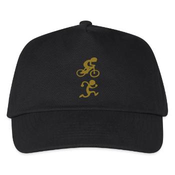 drawing duathlon sport cycling running fun - Kids’ Baseball Cap - black - Front