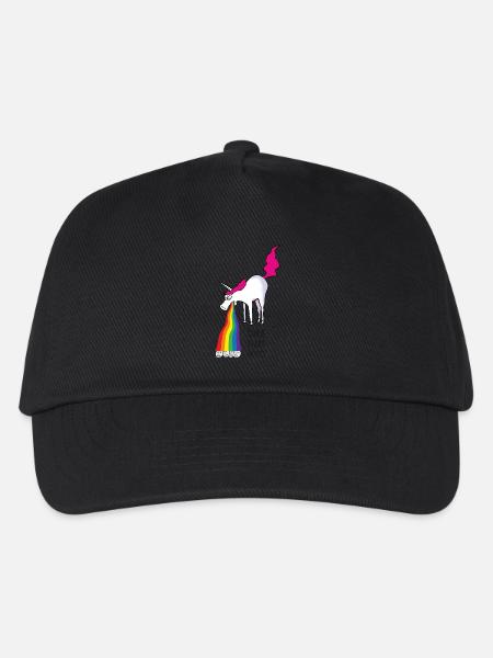 Einhorn kotzt Regenbogen - haters - Kinder Basecap - Schwarz