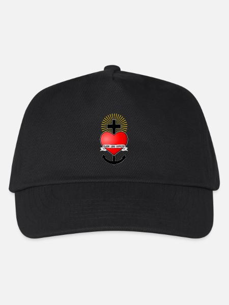Glaube Liebe Hoffnung, Herz Anker Kreuz Seemann - Kinder Basecap - Schwarz
