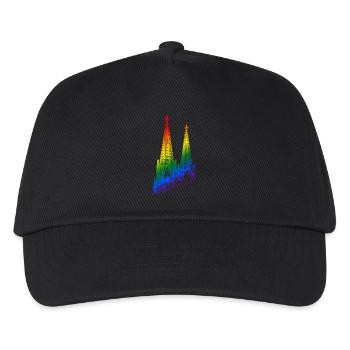 Cologne Cathedral LGBTQ Pride Rainbow Silhouette Cologne - Kids’ Baseball Cap - black - Front