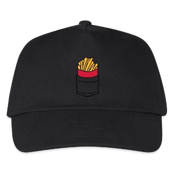 Brusttasche Pommes Frites - Kinder Basecap - Schwarz - Vorne