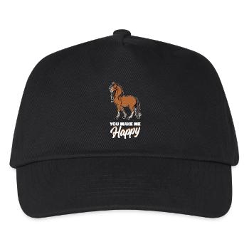 Hengst Pferde Statement Islandpferde Pferdefan - Kinder Basecap - Schwarz - Vorne