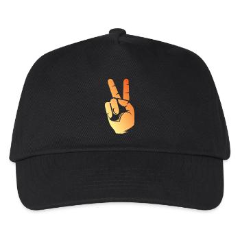 peace Frieden Symbol Zeichen Finger Hand Zeichen - Kinder Basecap - Schwarz - Vorne