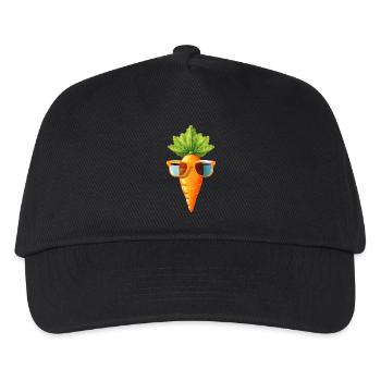 Coole Karotte mit Sonnenbrille - Charmantes Gemüse - Kinder Basecap - Schwarz - Vorne