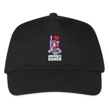 Ich Liebe Anime Ramen Statement Herz Mädchen Manga - Kinder Basecap - Schwarz - Vorne