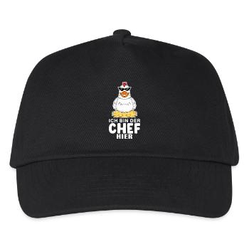 Chef Spruch mit huhn Motiv - Kinder Basecap - Schwarz - Vorne