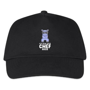 Chef Spruch mit Nashorn Motiv - Kinder Basecap - Schwarz - Vorne