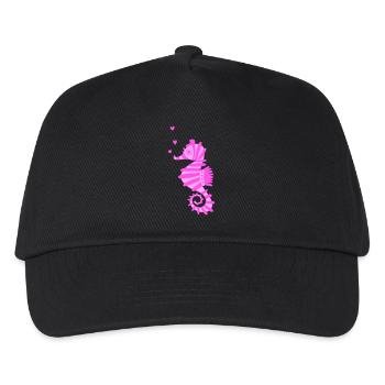 Seepfedchen Pink mit Herzen - Kinder Basecap - Schwarz - Vorne