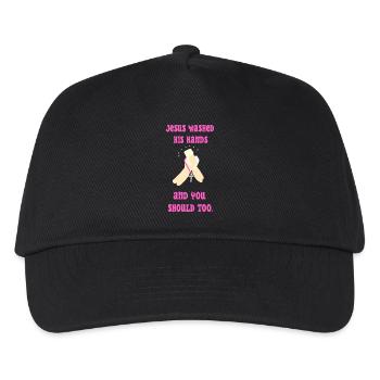 Jesus wusch sich die Hände in rosa Version - Kinder Basecap - Schwarz - Vorne