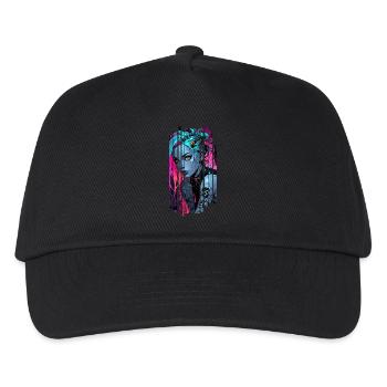 Neon blue cyber girl - Kids’ Baseball Cap - black - Front
