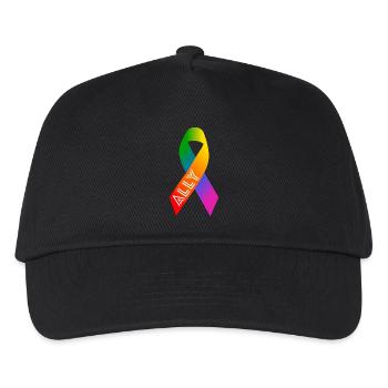 Queer Regenbogen Schleife Friedenszeichen - Kinder Basecap - Schwarz - Vorne