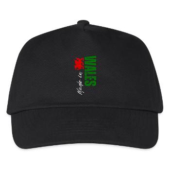 Made in Wales, vertical design - Kids’ Baseball Cap - black - Front