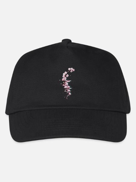 Glitch Cherry Blossom Modern Blossom Branch - Kids’ Baseball Cap - black