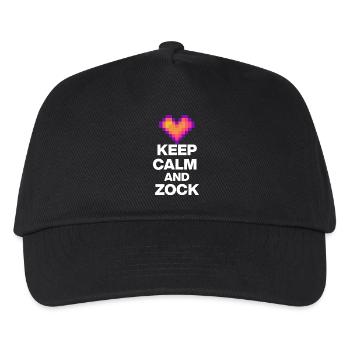 KEEP CALM AND ZOCK! 8 BIT LIEBE RETRO GESCHENK w - Kinder Basecap - Schwarz - Vorne