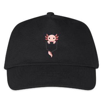 Cute Axolotl Peeking Out of Pocket - Kids’ Baseball Cap - black - Front