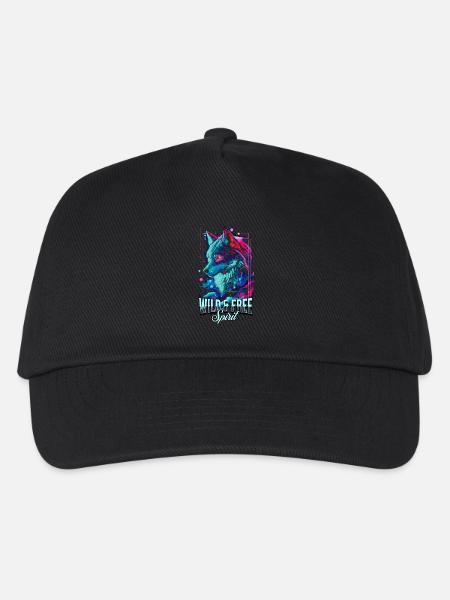 Wolf Wolf Head Predator Wilderness Neon Colorful Art - Kids’ Baseball Cap - black