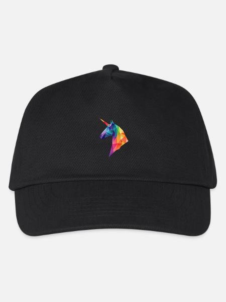 Einhorn Low Poly Art Logo Design Bunt - Kinder Basecap - Schwarz
