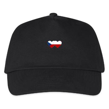 Tschechien Polen Flagge Herz breit - Kinder Basecap - Schwarz - Vorne