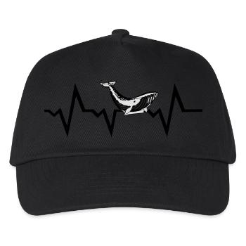 Wal Meerestier EKG Puls Herzschlag - Kinder Basecap - Schwarz - Vorne
