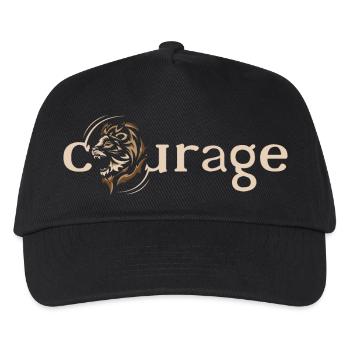 Mut Courage Löwe Motivation Kraft Stärke Logo - Kinder Basecap - Schwarz - Vorne