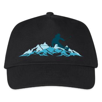 Winter - Skifahrer Berge Sport 2018 - Kinder Basecap - Schwarz - Vorne