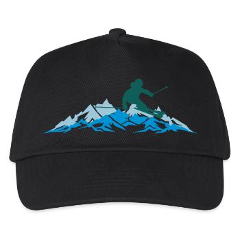 Winter - Skifahrer Berge Sport 2018 - Kinder Basecap - Schwarz - Vorne