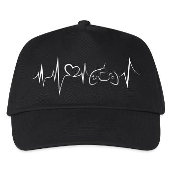 Gamer Heartbeat Heartbeat Heartbeat Games Gaming Friends - Kids’ Baseball Cap - black - Front