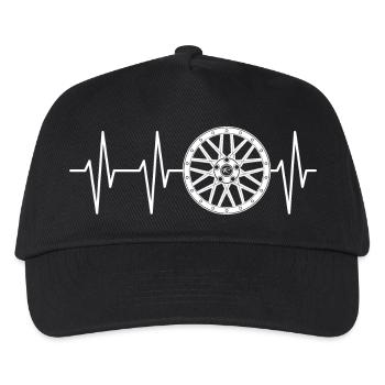Felgen Symbol Puls Herzschlag Felge Tuning Tuner - Kinder Basecap - Schwarz - Vorne