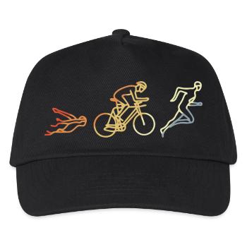 Triathlet Vintage Stil - Kinder Basecap - Schwarz - Vorne