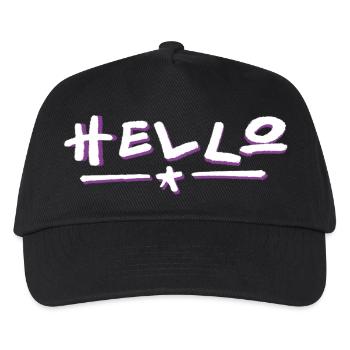  Hello Schriftzug mit Farbverlauf - Kinder Basecap - Schwarz - Vorne