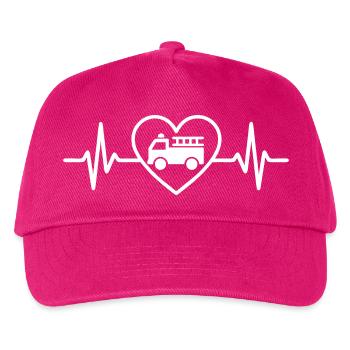 Feuerwehrfahrzeug Herz - Kinder Basecap - Fuchsia - Vorne