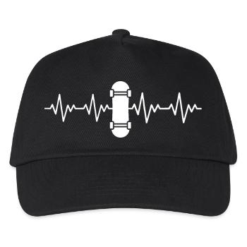Skateboard Skateboarder EKG Herzschlag - Kinder Basecap - Schwarz - Vorne