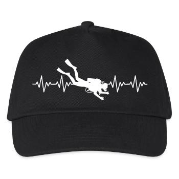 Diver Diver Diving ECG Heartbeat - Kids’ Baseball Cap - black - Front