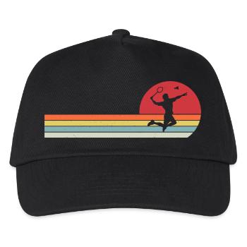 Retro-Badminton - Kinder Basecap - Schwarz - Vorne