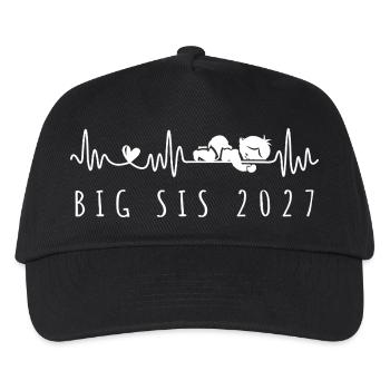 Big Sis 2027 Heartbeat-Schwangerschaftsankündigung - Kinder Basecap - Schwarz - Vorne