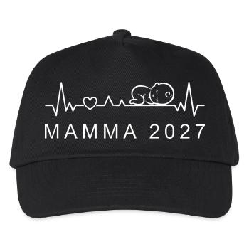 Futura Mamma 2027 Battito Cardiaco Gravidanza - Kinder Basecap - Schwarz - Vorne