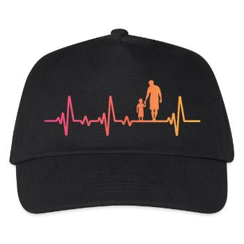 Vater und Sohn Sonnenuntergang Herzschlag Papa Sohn - Kinder Basecap - Schwarz - Vorne