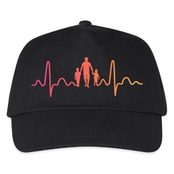 Father with Two Sons Heartbeat Dad Son - Kids’ Baseball Cap - black - Front