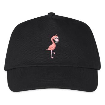 Süßer Comic Flamingo - Kinder Basecap - Schwarz - Vorne