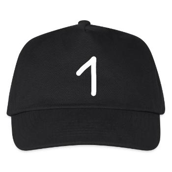 1 number one number white birthday - Kids’ Baseball Cap - black - Front
