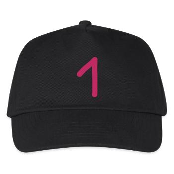 1 Nummer eins Zahl rosa rot Geburtstag - Kinder Basecap - Schwarz - Vorne