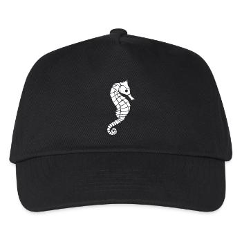 White seahorse - Kids’ Baseball Cap - black - Front