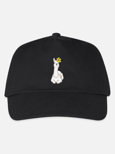 Lama Narzisse  - Kinder Basecap - Schwarz