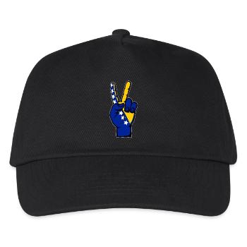 Bosnien Flagge Frieden Victory Symbol - Kinder Basecap - Schwarz - Vorne