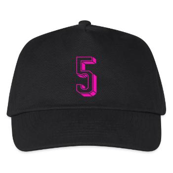 Zahl fünf - Nummer 5 pink Mädchen Trikotnummer - Kinder Basecap - Schwarz - Vorne