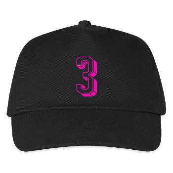 Zahl drei - Nummer 3 pink Mädchen Trikotnummer - Kinder Basecap - Schwarz - Vorne